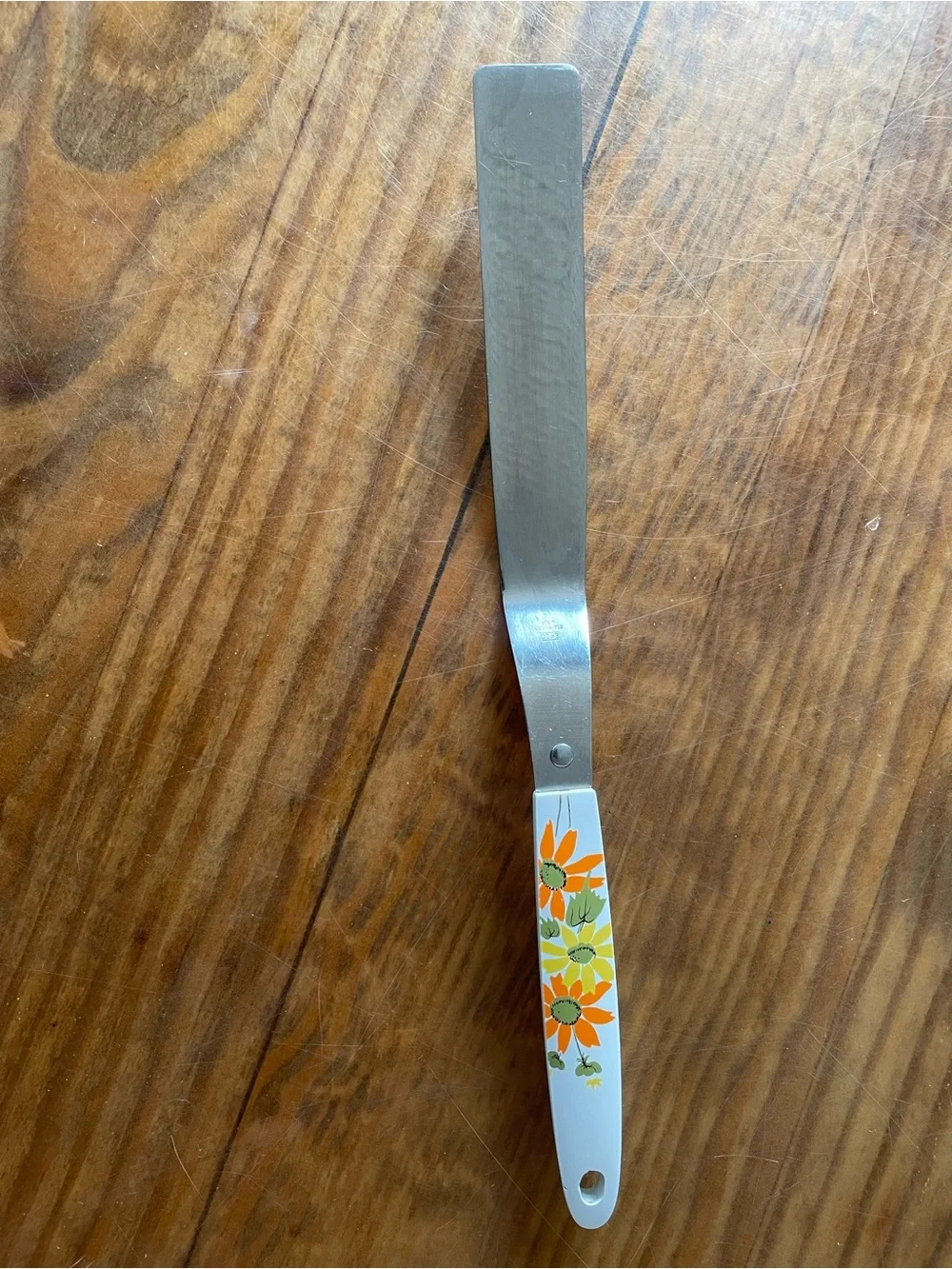 Vintage Retro Ekco Floral Stainless Steel Icing Spatula Turner Kitchen Utensil